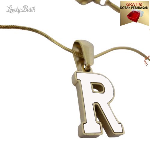Kalung Anak Titanium anti karat Inisial Huruf R Kalung Anak Shell - Lovelybutik