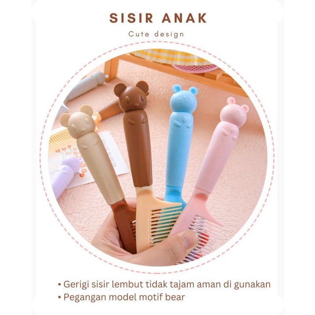 Sisir Rambut Anak motif bear/ cute bear hair comb/ sisir rambut korea style