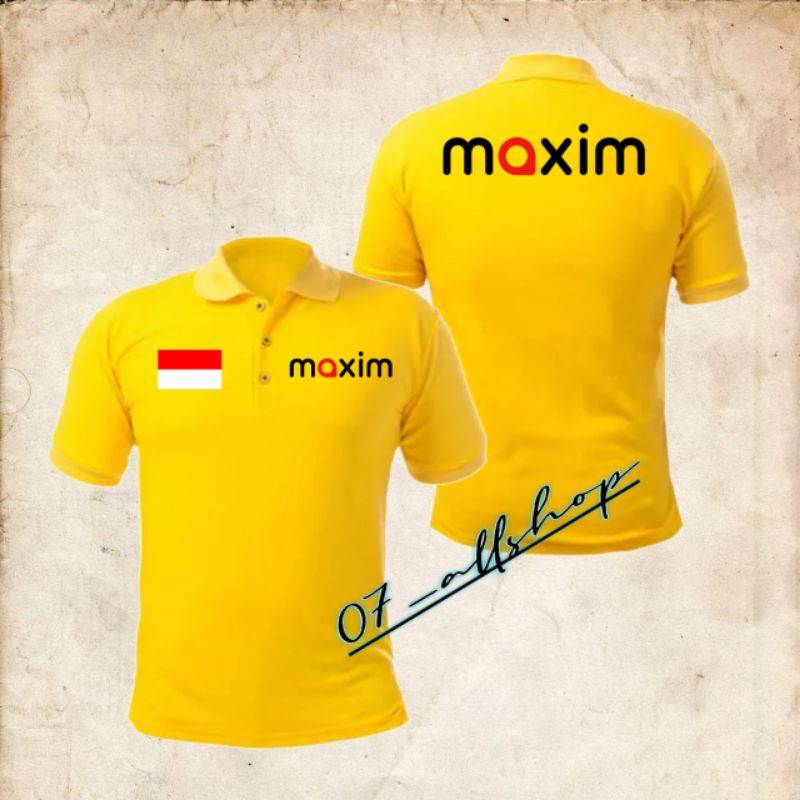 Kaos Shirt Tshirt Baju Kerah Distro MAXIM OJOL OJEK ONLINE LOGO TULISAN Custom pria wanita Indonesia