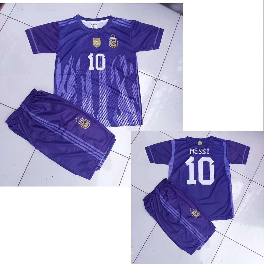 setelan baju bola anak/setelan baju futsal/baju bola argentina away/baju futsal murah