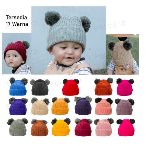 Topi Rajut POLOS POM”2/ Topi kupluk pom&quot;2