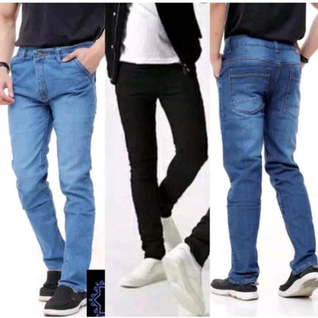 ￼Celana Jeans Pria panjang Skinny Slim Fit Panjang Melar