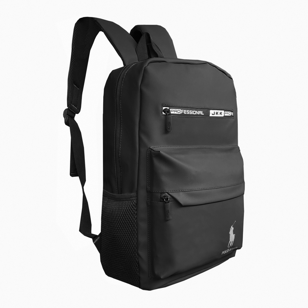 SHOPEE 6.6 SUPER SALE!! Tas Ransel POLO Import Anti Air Backpack unisex Tas Ransel Sekolah Kuliah dan Outdoor P1980 - Black + Raincover