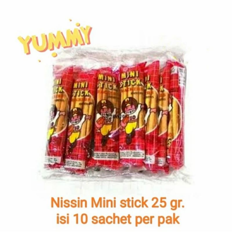 

nissin mini stick merah | isi 10 bks