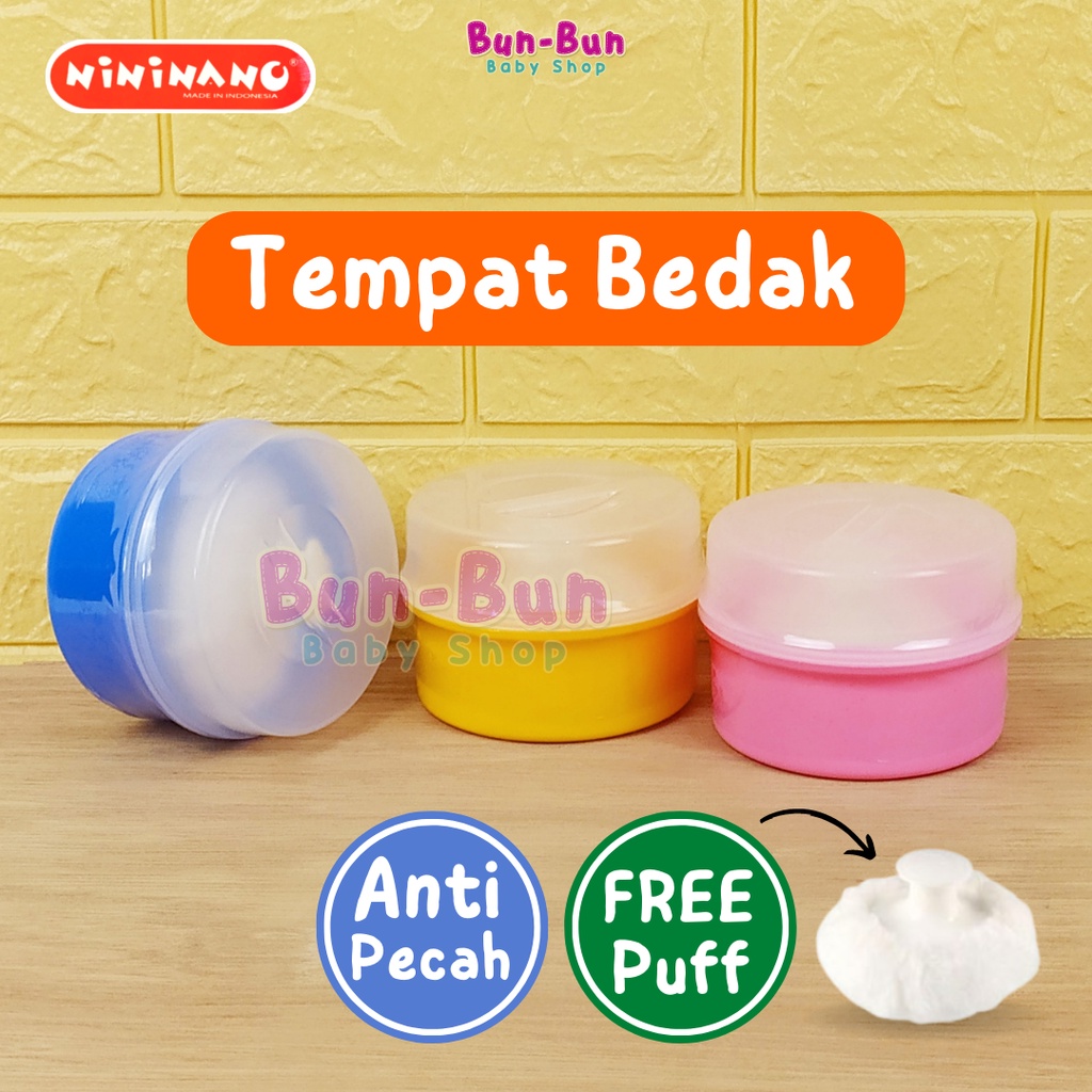 NININANO Tempat Bedak Single Free Puff Bayi Tabur Powder Case ANTI PECAH Perlengkapan Bayi Baju Lahir Peralatan Baby New Born Murah Lucu Bunbunbabyshop