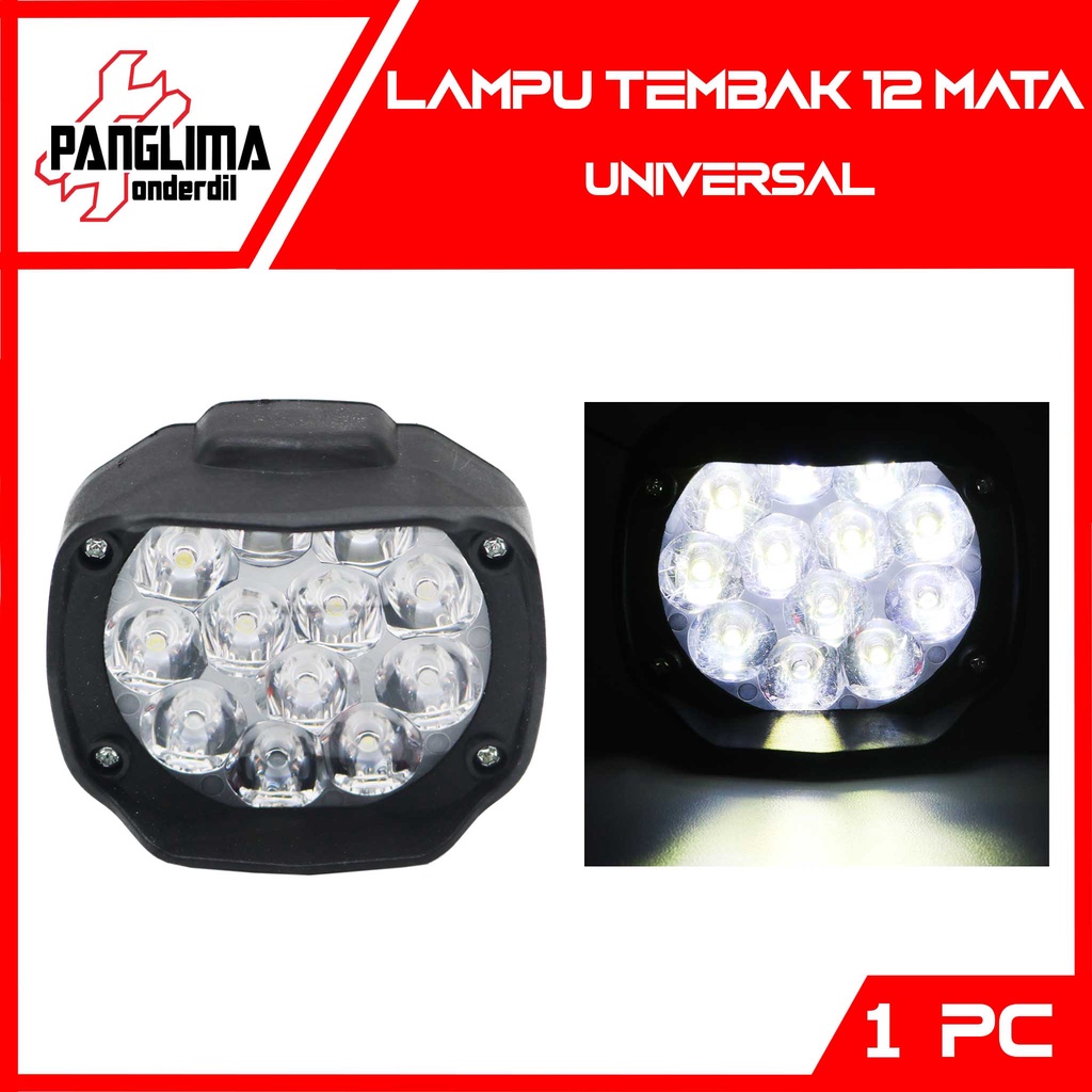 Lampu Tembak Bulat 12 Mata Universal Sorot Spot Light-Spotlight Motor Cree Spion 12 Volt LED Kristal Waterpoof 3000 LM