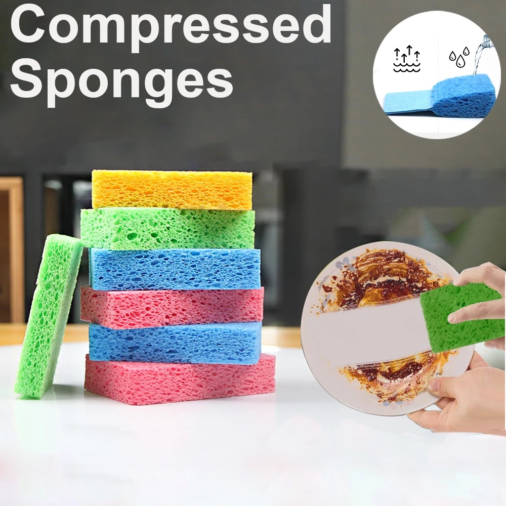 Spons Pulp Dapur Tahan Lama Super Serap Degreasing Minyak Cuci Piring Kompor Menghilangkan Karat Peralatan Makan Lap Ajaib Kain Scouring Pad Alat Cuci Gadget