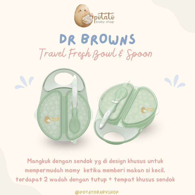 Dr Brown's - Travel Fresh Bowl and Snap In Spoon Mangkuk