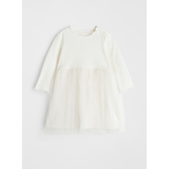 H&M broken white long sleeve tutu dress babygirl, dress anak bayi perempuan
