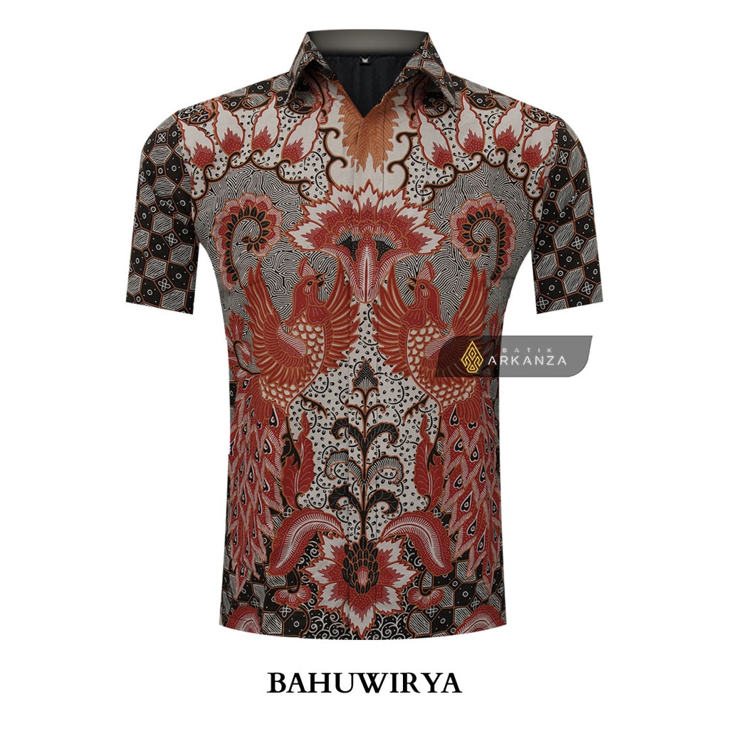 BATIK ARKANZA Motif BAHUWIRYA Hem Atasan Kemeja Baju Batik Pria Cowok Laki Laki Slimfit Full Lapis Furing Lengan Panjang Lengan Pendek Original Asli Gudang Batik Arkanza