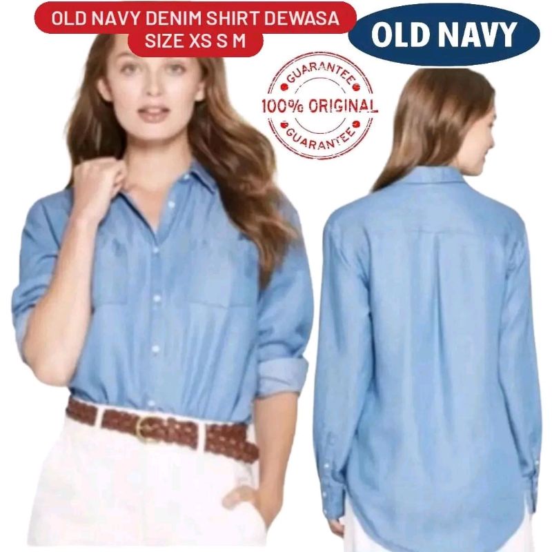 kemeja old navy denim shirt dewasa