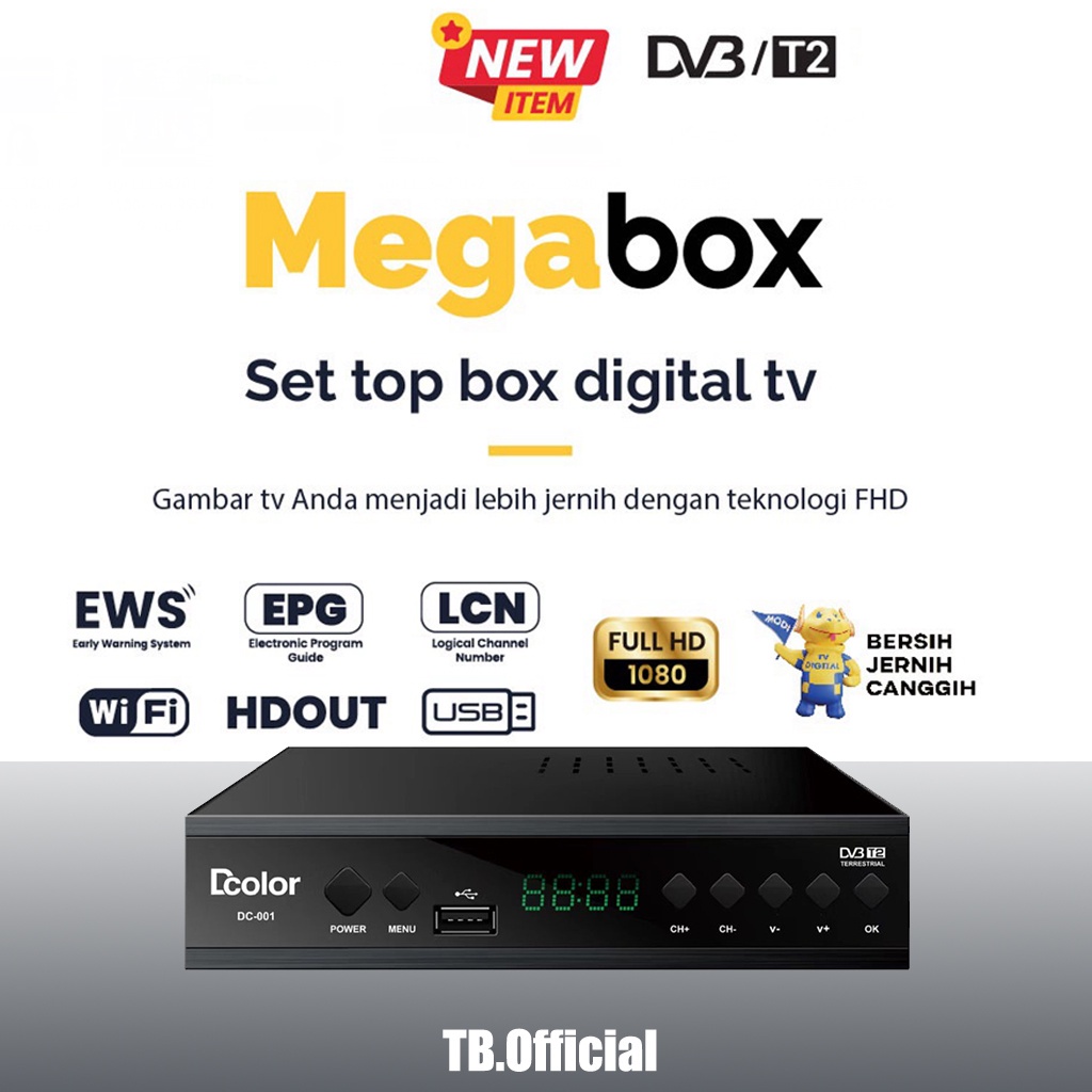 SET TOP BOX STB DCOLOR DIGITAL DVB T2 WIFI ANTENA SUPER HD STB RECEIVER TV STB MURAH 100% ORIGINAL