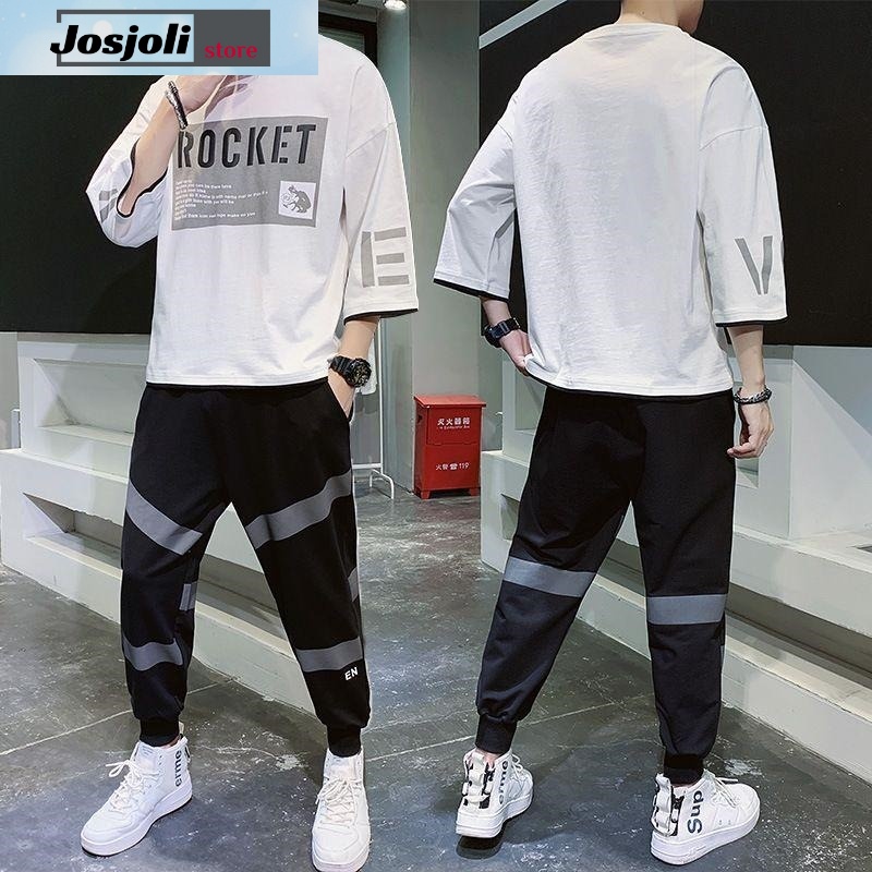 JOSJOLI_STORE/Stelan Oversize Rocket/Satu Stel Atasan dan Bawahan Pria Dewaa/Fit to L