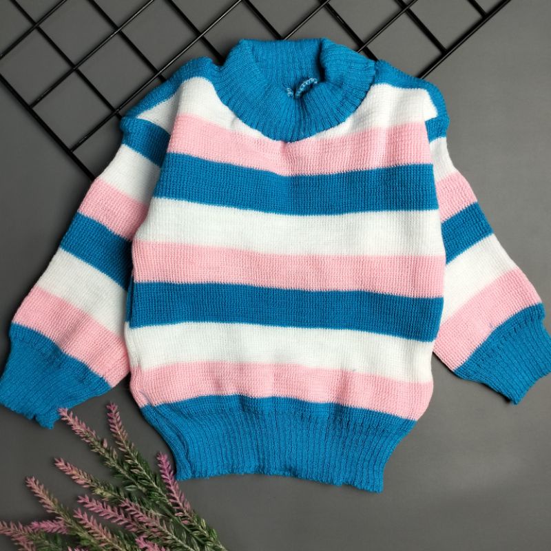 sweater rajut pelangi bayi 6-12 bulan