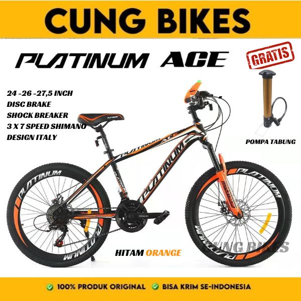 Sepeda gunung MTB 24 26 27.5 Inch PLATINUM ACE Velg Tinggi Double disc brake