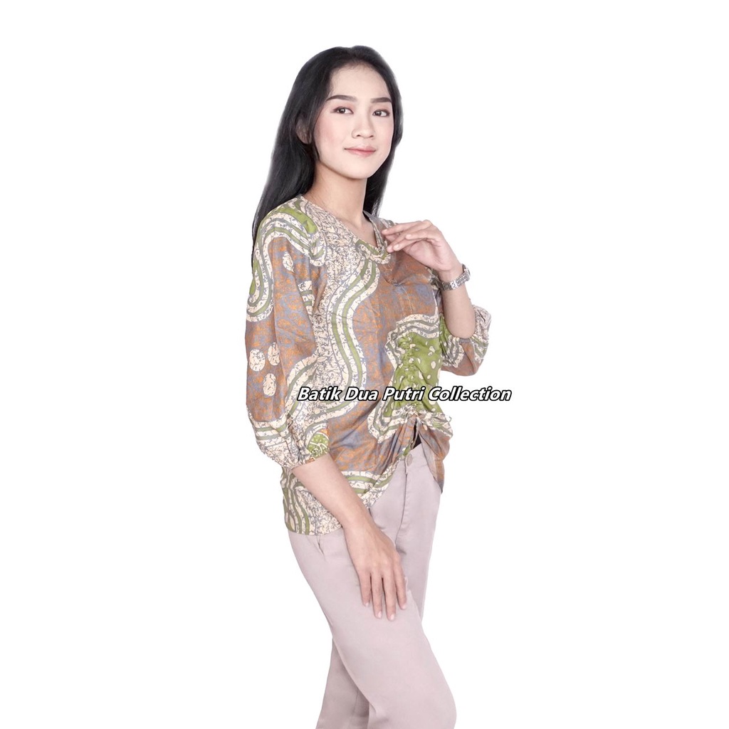 Blouse Batik Atasan Batik Model Serut Depan Lengan Pendek dan 7/8 Batik Dua Putri Collection