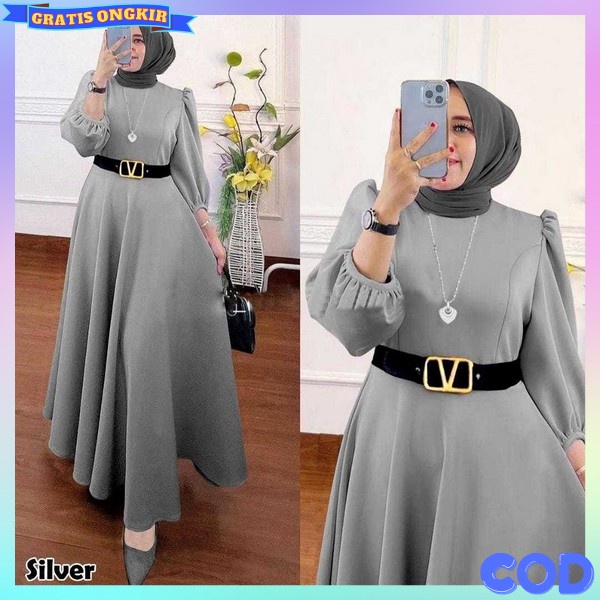 Drees Syarii Cwe Muslimah Baju Syar Ii Polos Elegan Gamus Wnta Dewasa Pesta Kondangan Dres Sari Dere
