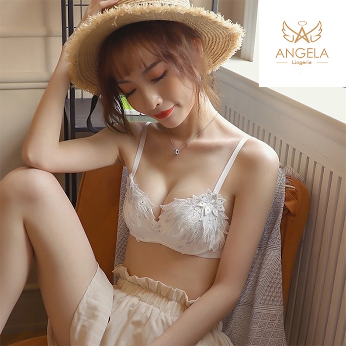 ANGELA PREMIUM JAPAN Bra BH Push Up Set Tanpa Kawat Celana Dalam Wanita Bikini Sport Beha Lingerie Korea Fashion Bralette Remaja Perempuan Sexy Pakaian Dalam COD Renang Motif Cewek Pita Bunga Murah Rachel Jumbo