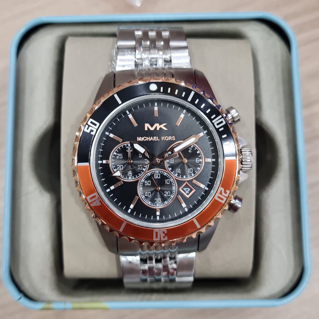 Jam Tangan Pria MK Mickael Kors GMT Stainless Steel