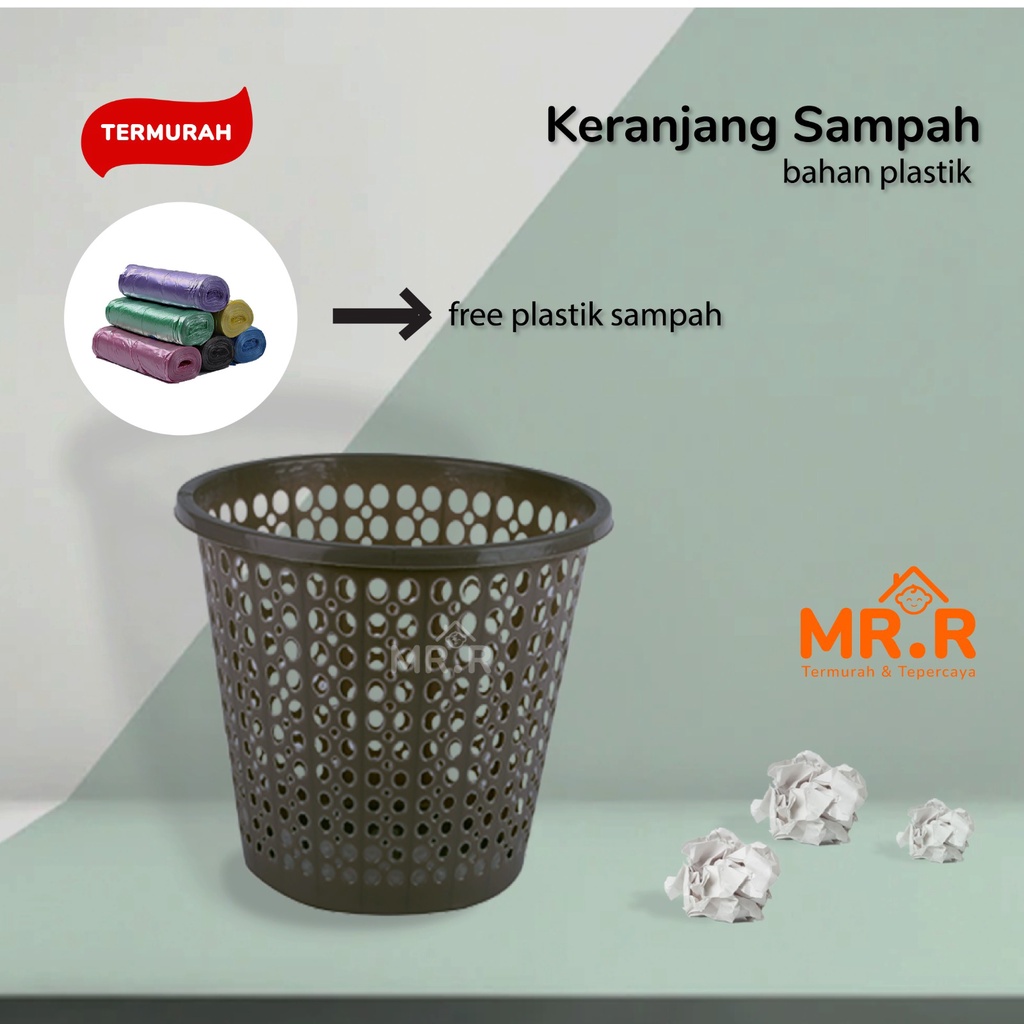 Tong Sampah Aesthetic Keranjang Sampah Plastik Portable Tempat Sampah Besar Gratis 1 Roll Kantong Plastik Sampah