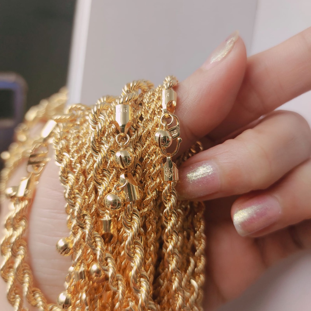 gelang rantai korea emas asli super awet bell cantik manis gelang tambang