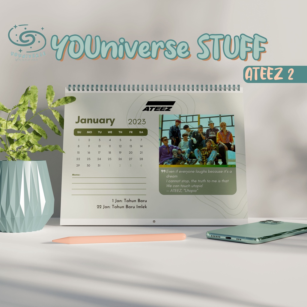 

Kalender Meja 2023 ATEEZ 'Zero Fever Part 1' / Desk Calendar 2023 A5 KPOP ver. murah 2025