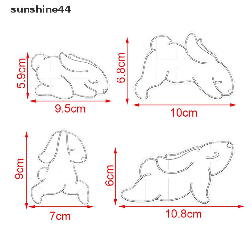 Sunshine1/4pcs Cute Bunny Cookie Cutters DIY Biskuit Cetakan Dapur Baking Aksesoris.