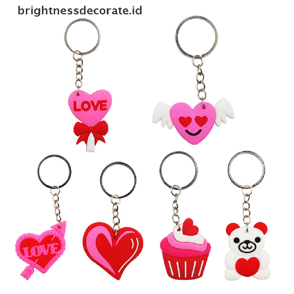 [Birth] Indah Gaya Kartun Valene's Day Keychain Kreatif PVC Liontin Keyring Lucu Cinta Hati Mainan Rumah Nikmat Hadiah Perlengkapan Pesta [ID]