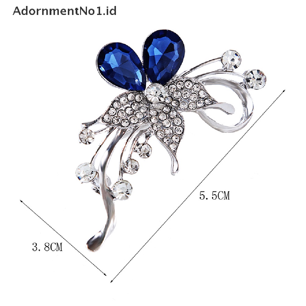 [AdornmentNo1] Kristal Berlian Bertabur Lima Kelopak Bunga Perhiasan Bros Wanita Brooch Pin [ID]