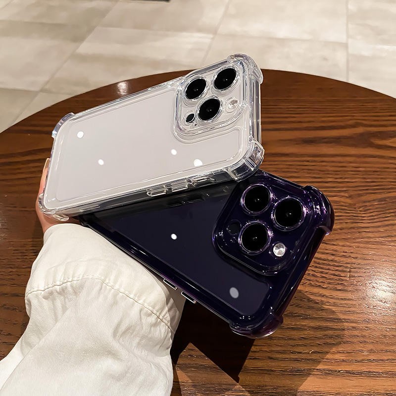 IPHONE Casing shockproof Bening Mewah Untuk Iphone11 12 13 14 pro max plus Perlindungan Kamera Transparan hard back cover protects case