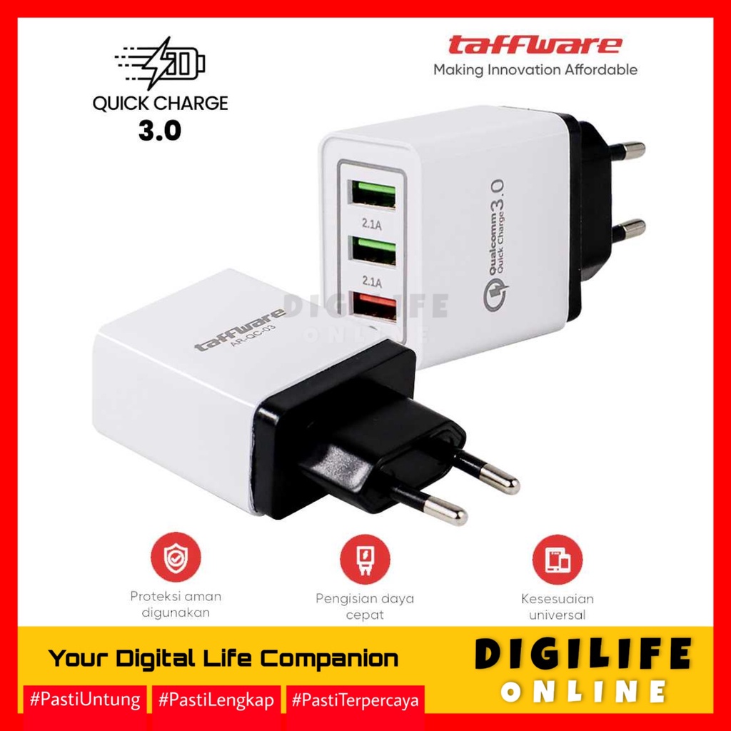 Charger Adaptor USB 3 Port Qualcomm QC 3.0 - Colokan Kepala Cas HP