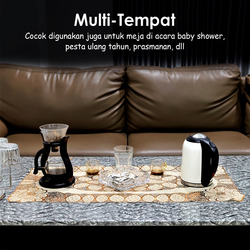 Taplak Meja Tamu Motif Bunga Anti Air Ukuran 40x83cm Bahan PVC Tebal Perlengkapan Dekorasi Rumah Import Taplak Meja Ruang Tamu Plastik PVC Tahan Air / Taplak Meja Tamu Sofa Motif / Taplak Meja Tamu Anti Air / Taplak Meja Tamu Import