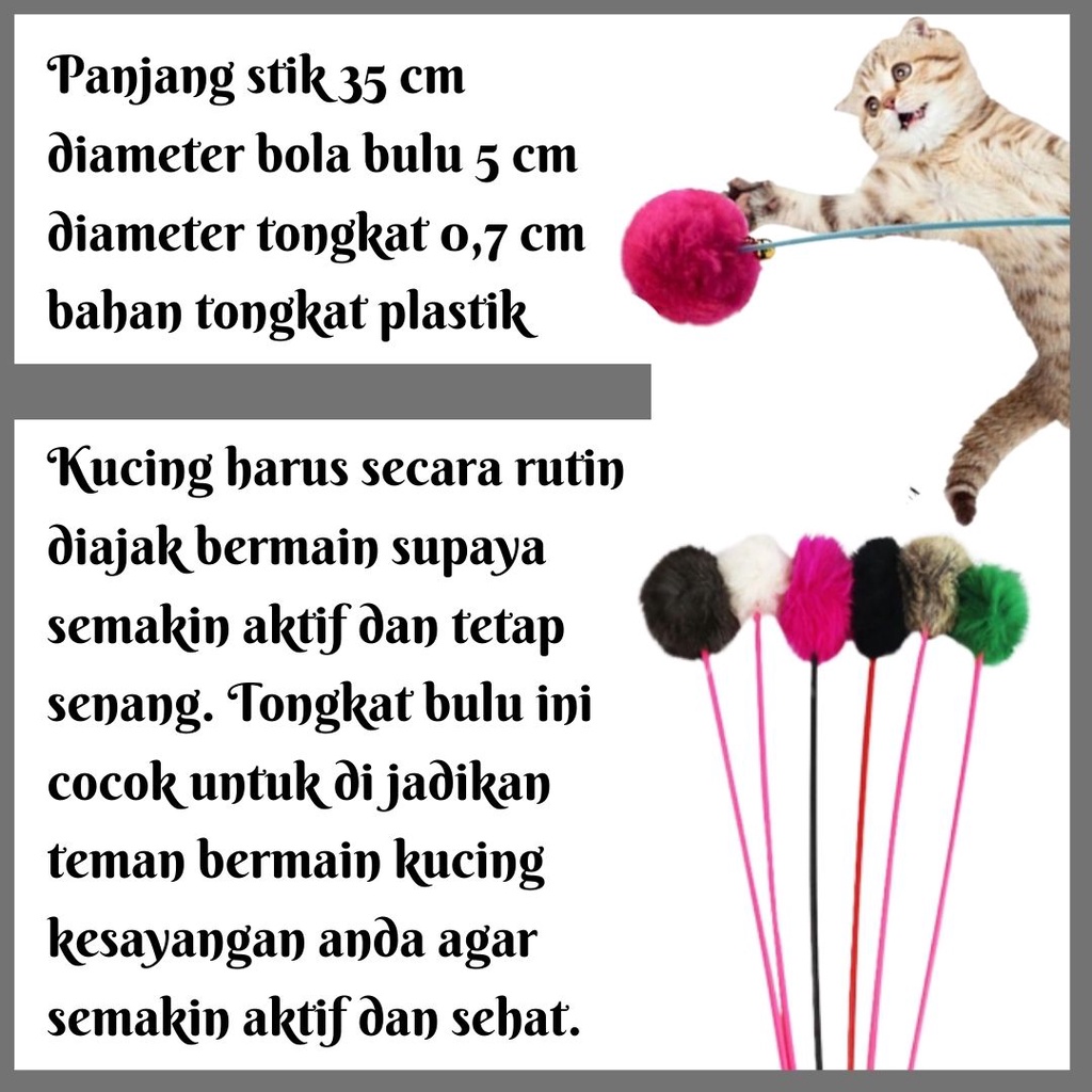 Mainan Tongkat Kucing Stick Kucing Kokoh Fluffy Mainan Kucing Viral Lentur Premium Quality FEFARM