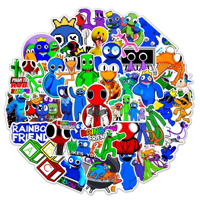 

50 Pcs Stiker Desain Roblox Rainbow Friends Tahan Air Reusable Untuk D