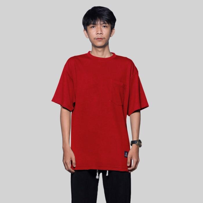 Oversized Pocket Merah Kaos Dewasa Azura Streetwear 64