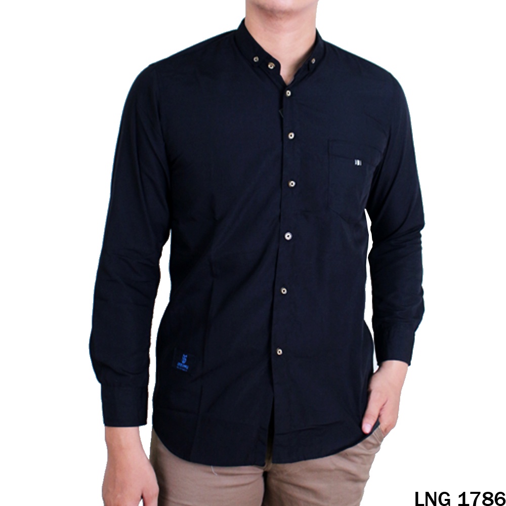 Baju Kemeja Cowok Lengan Panjang Katun Oxford Polos - LNG 1788