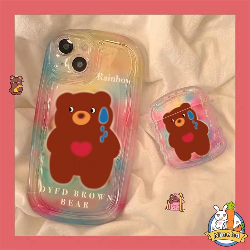 IPHONE Casing Kompatibel Untuk Iphone14 13 12 11 Pro Max X Xr Xs Max8 7 6 6s Plus Se2020Ananan Lucu Imut Beruang Ponsel Case Pelindung Lensa Warna Warni Halo Dye Silikon Soft Case Cover Pelindung