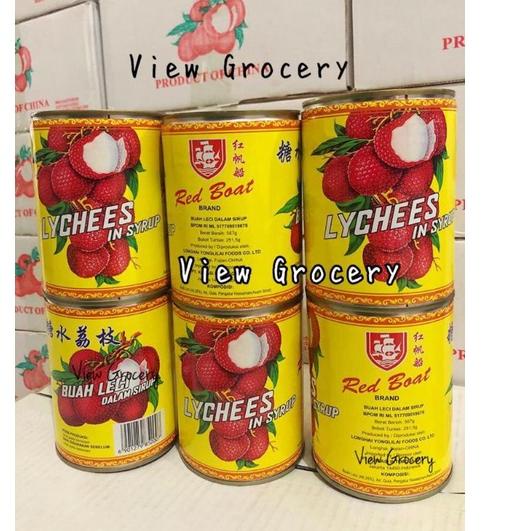 

FIA585 Leci kaleng Red Boat Brand Lychees in syrup - buah leci dalam sirup +