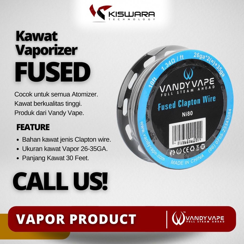 Vandy Vape Fused Claton Wire Ni80 26AWG - 35AWG 10 Feet [4,6 Meter]