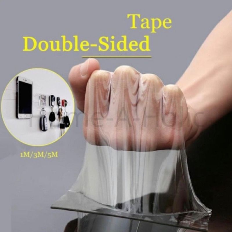 Double tape Nano 1 Meter solasi Bening 1 meter 3M solatip selotip Roll SerbaGuna