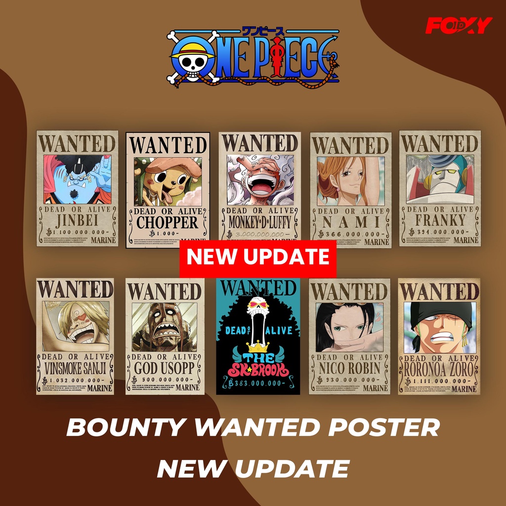Xaviertaran (10 Pcs) 1 Set Poster Bounty One Piece Wanted Mugiwara Bounty