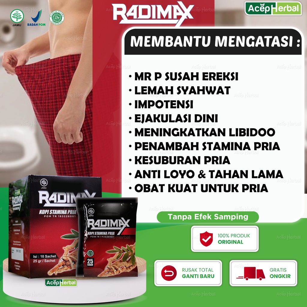 

Obat Susah Ereksi Laki Laki Lemah Syahwat Impotensi Ejakulasi Dini Meningkatkan Libido Stamina Pria Kesuburan Sperma Kopi Radimax