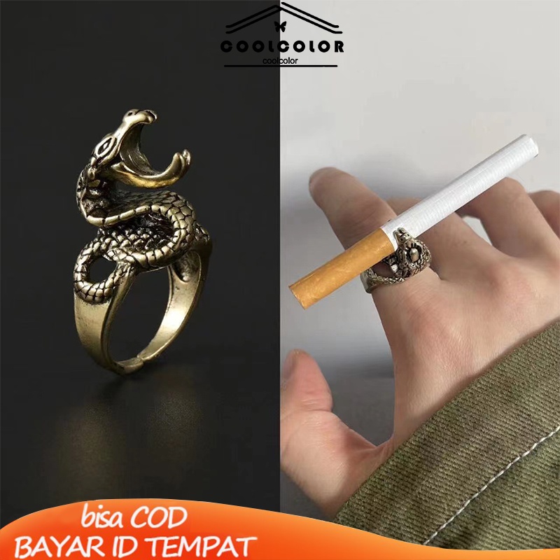 COD❤️Cincin Naga Pria Keren Emas Creative Retro Style Dragon Design Ring Holder For Gift- cl