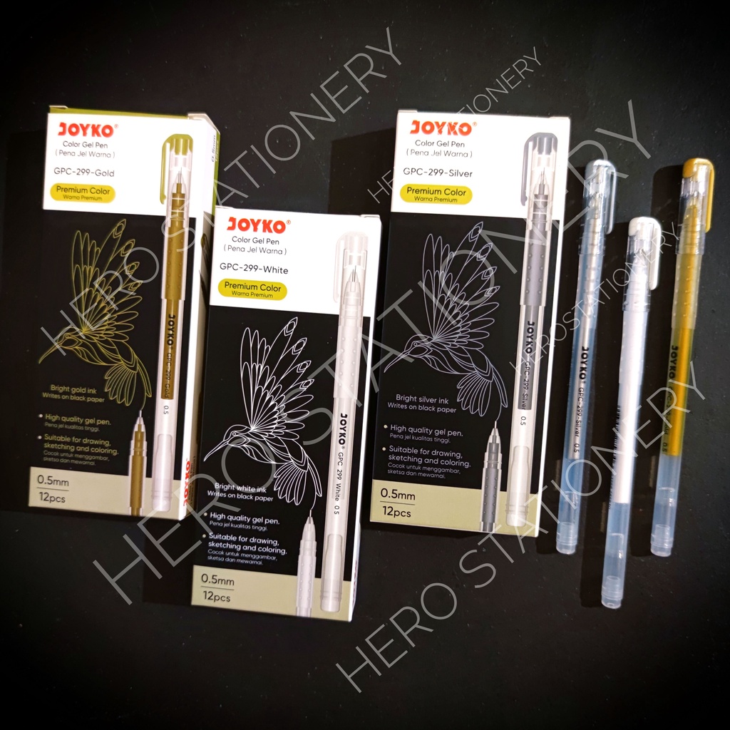 

SATUAN Pen gel warna metalik premium joyko emas putih perak 0.5 mm GPC-299