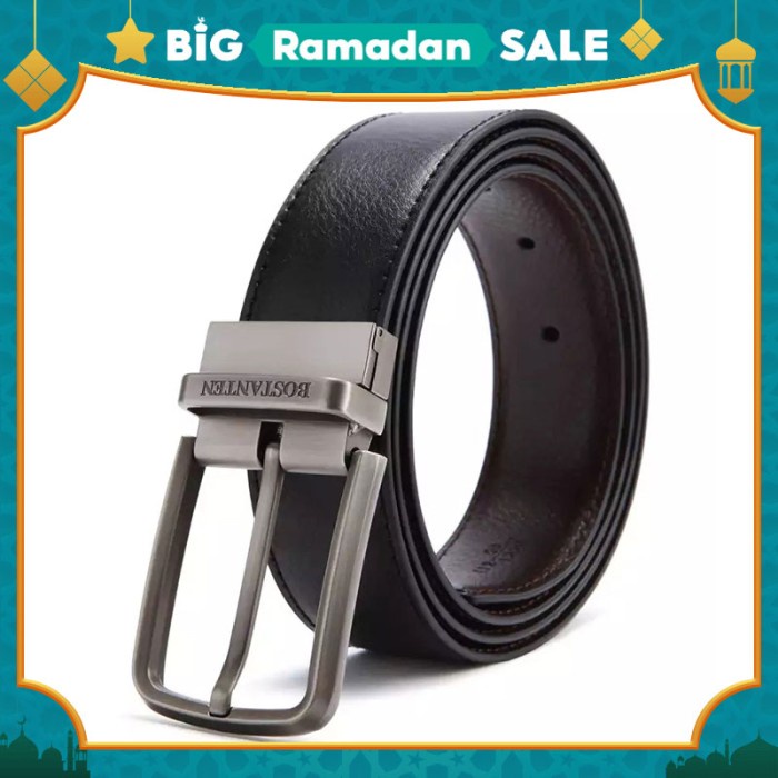 Ikat Pinggang Bostanten Sabuk Ikat Pinggang Pria Warna Hitam Bahan Kulit Sapi Asli