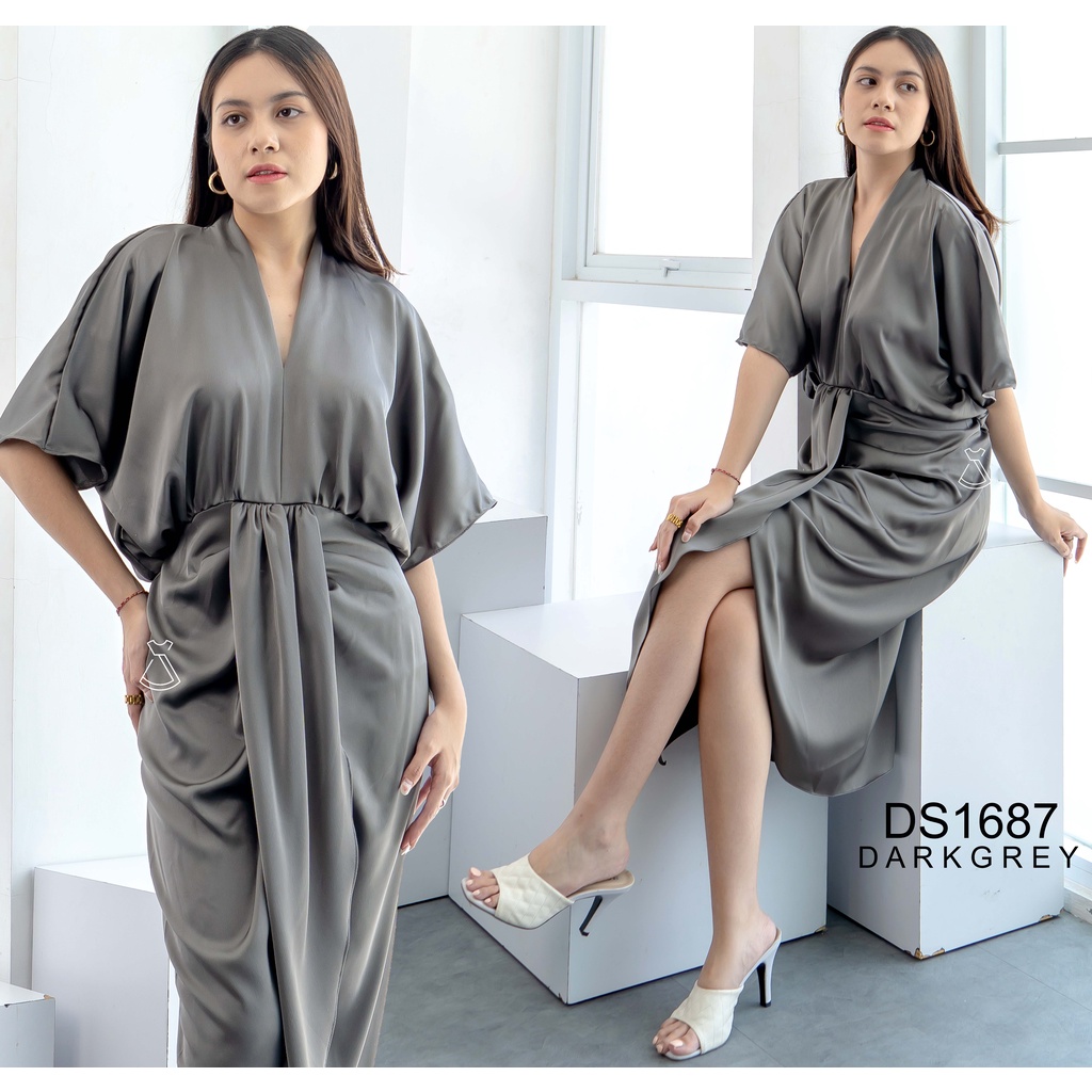 SEOLA - DS1687 -  Dress Midi Silk Party