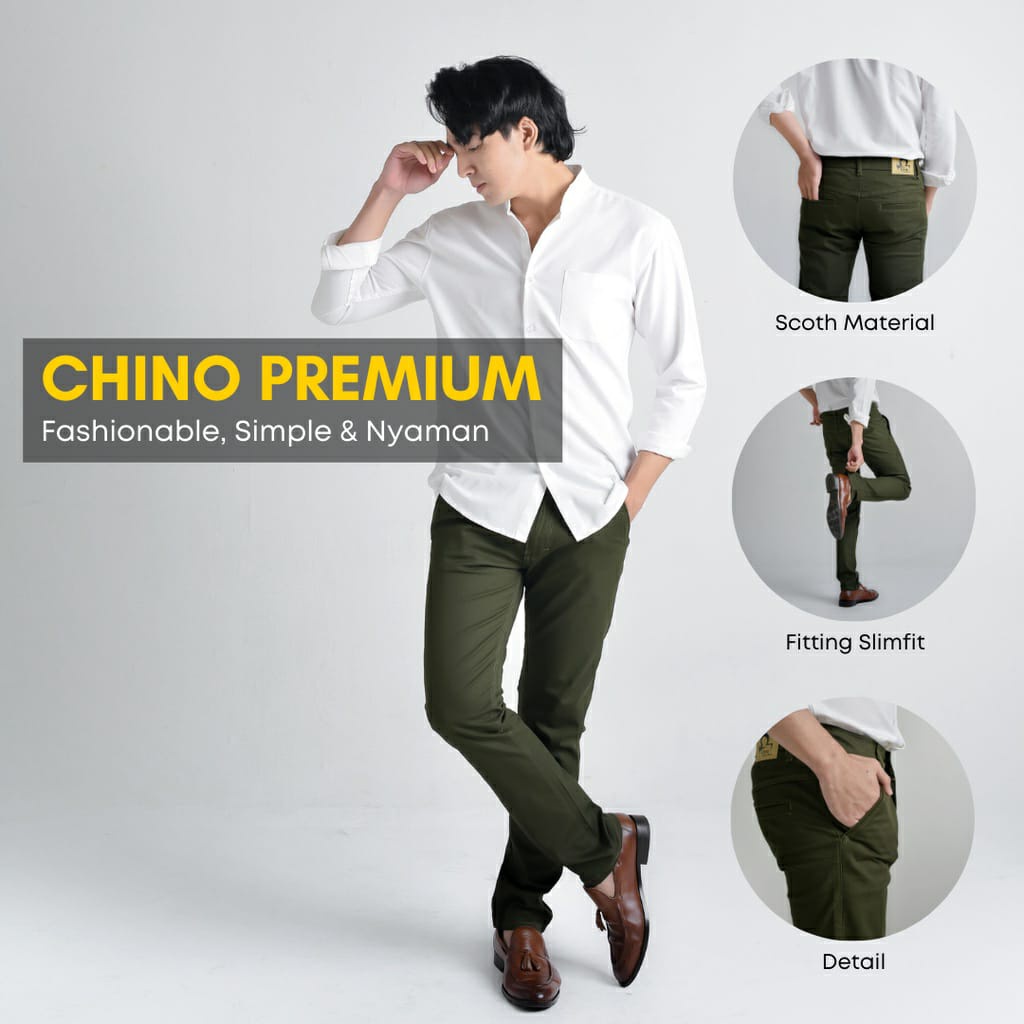 Murah celana chino panjang/ kain slimfit melar 27-38 berkualitas celana pria termurah