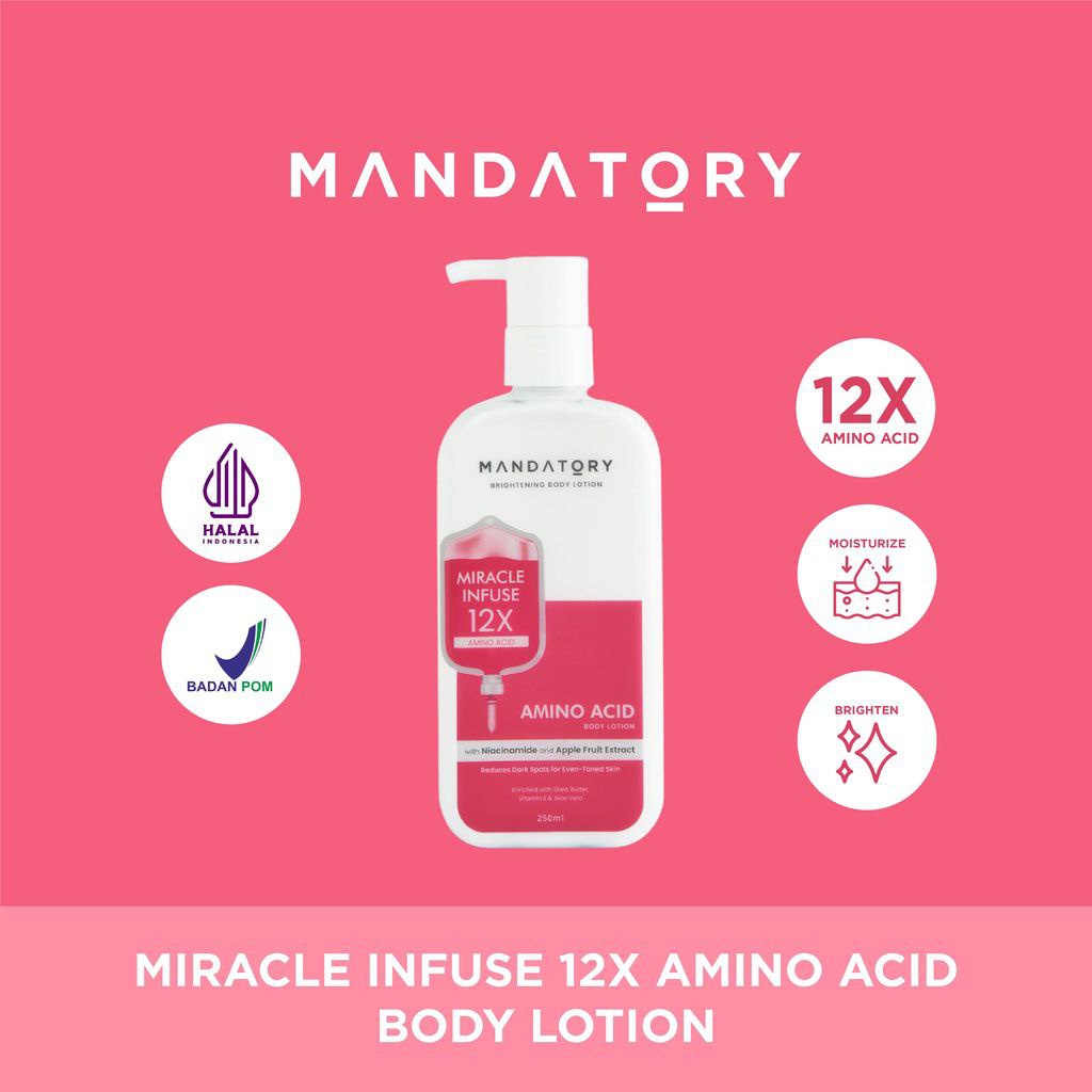 Jual Skin Mandatory 12x Amino Acid Body Lotion Pemutih Pelembab Badan