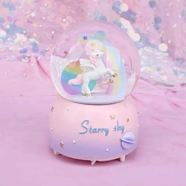 Kotak Musik Kotak Musik Snow Globe Ball Unicorn Bola Salju Kado Valentine Romantis