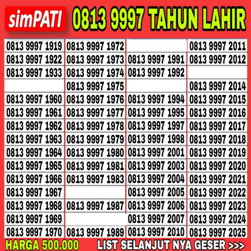 nomor cantik simpati 4g Telkomsel super 1111 8888